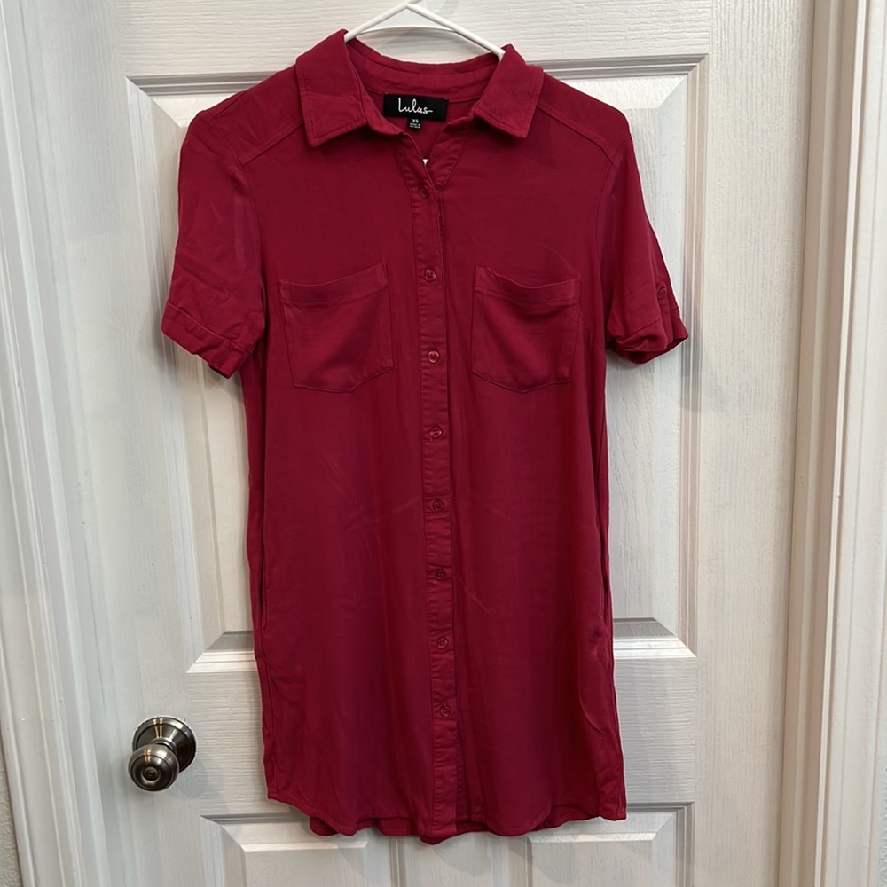 LuLus Pink Colored neck mini dress